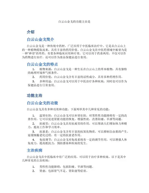 白云山金戈的功能主治是