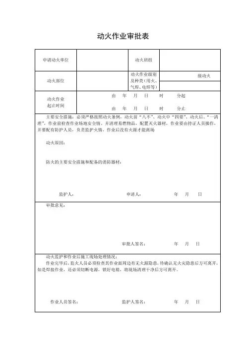 动火作业审批表