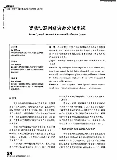 智能动态网络资源分配系统