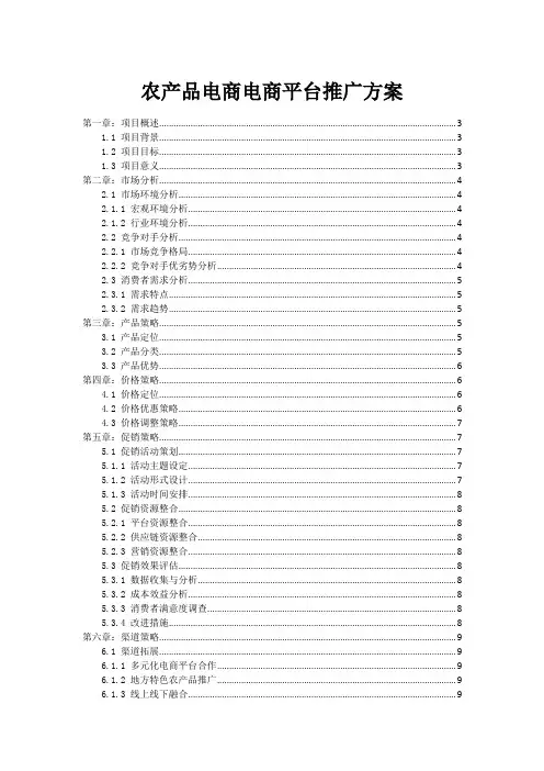 农产品电商电商平台推广方案