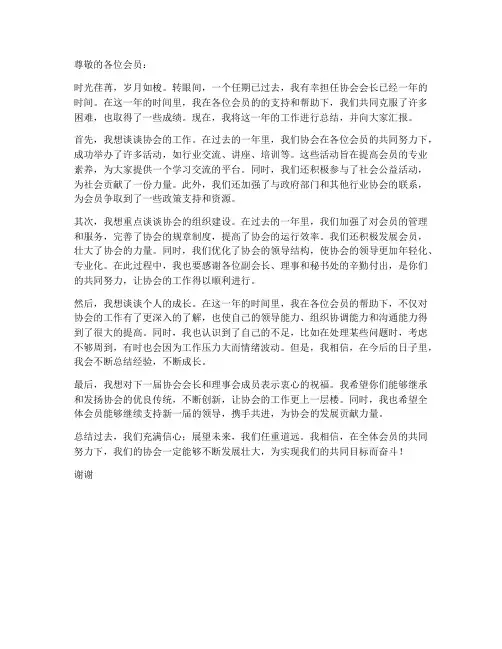 协会会长的个人工作总结