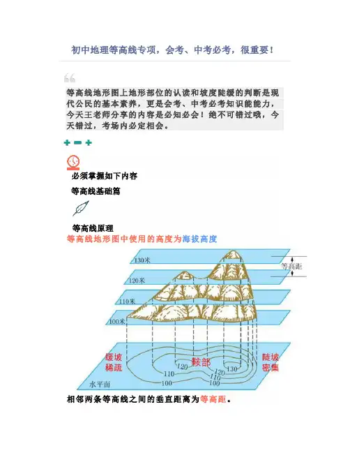 初中地理等高线专项,会考、中考必考,很重要!