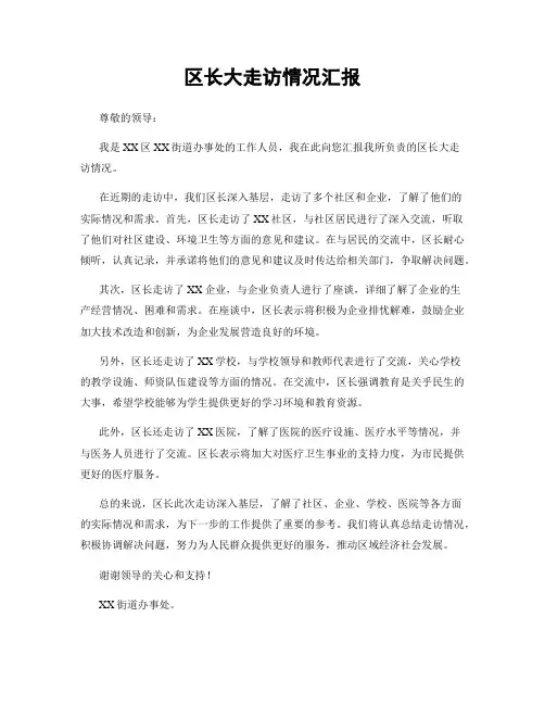 区长大走访情况汇报