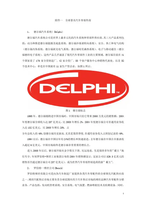 附录一 全球著名汽车零部件商