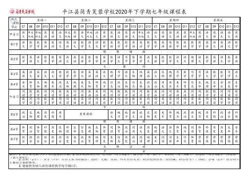 2020年下初中部总课表(定)