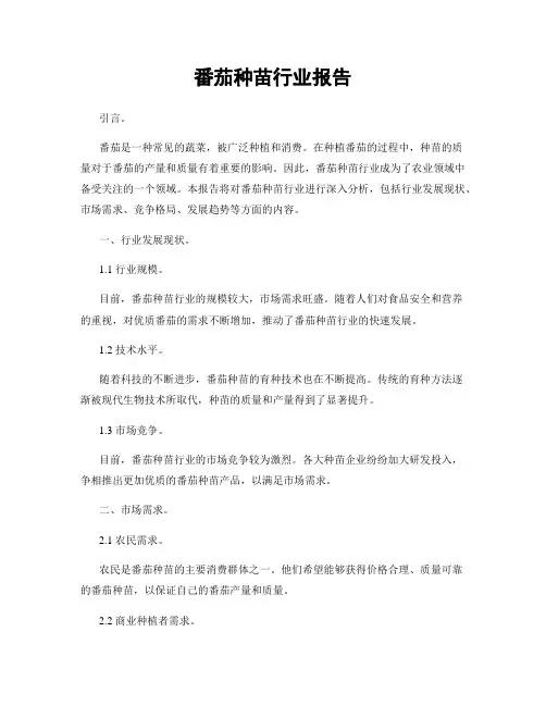 番茄种苗行业报告