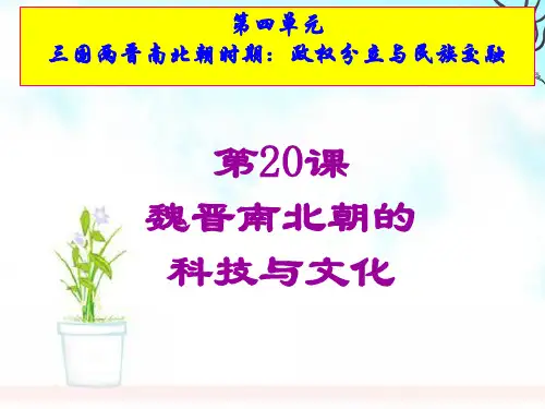 人教版2018-2019七年级历史上册第20课--魏晋南北朝的科技与文化ppt课件