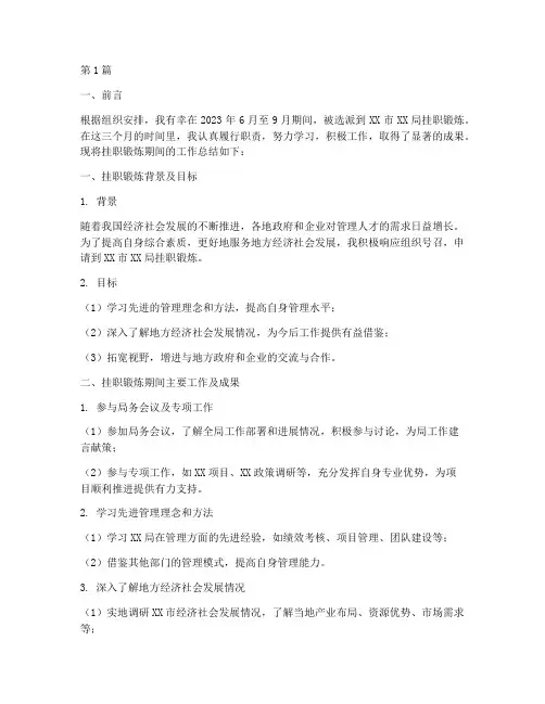 挂职管理总结报告范文(3篇)