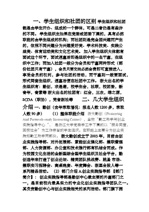 浙大学生组织介绍