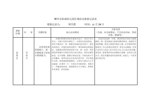 区域活动观察记录表4