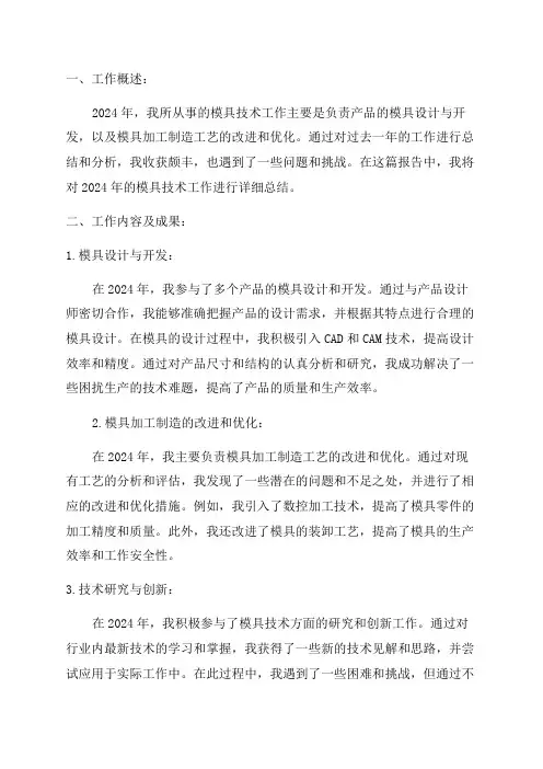 2024年模具技术工作总结报告