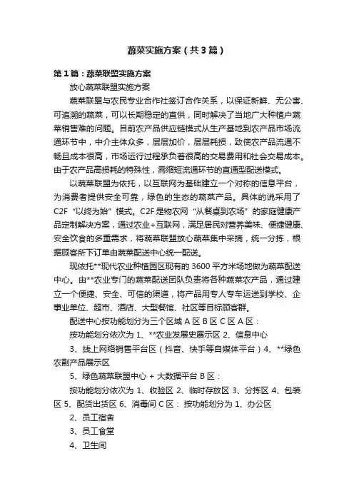 蔬菜实施方案（共3篇）