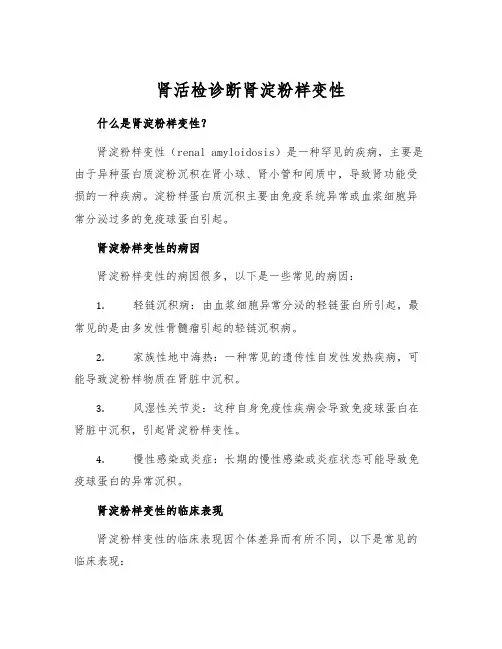肾活检诊断肾淀粉样变性