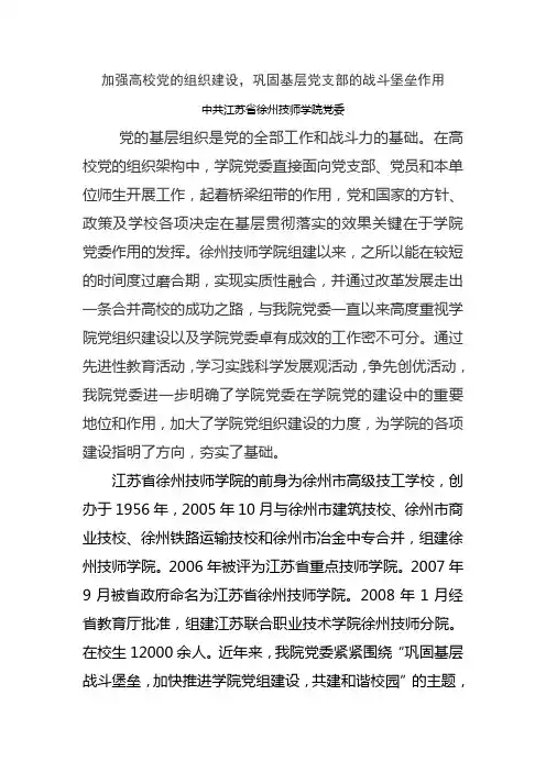 加强高校党的组织建设,巩固基层党支部的战斗堡垒作用