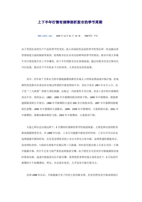 股市的季节性周期