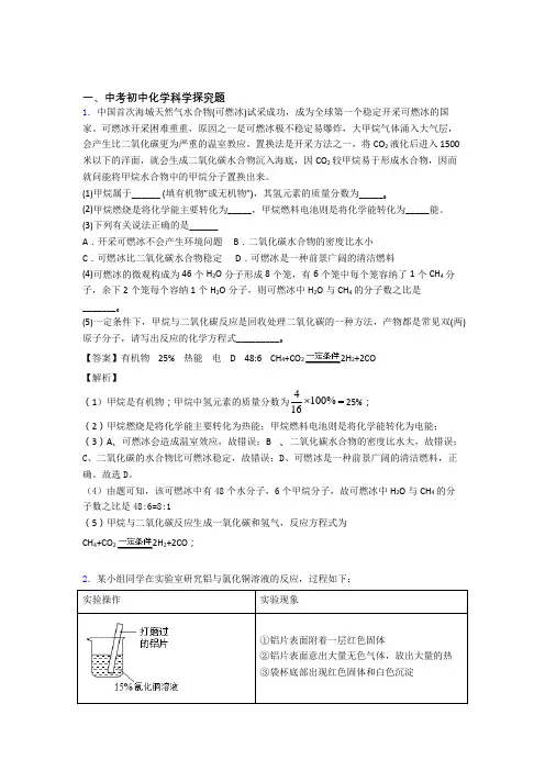 【化学】化学探究题的专项培优易错试卷练习题(含答案)附详细答案