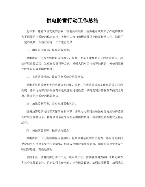 供电防雷行动工作总结