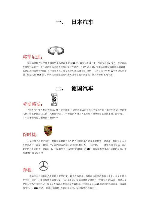世界名车知识普及