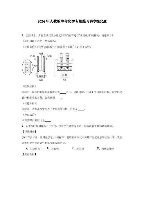 人教版中考化学专题练习科学探究题