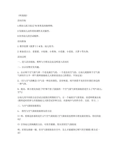 华师大教版-学前班科学公开课教案 第18课《吹泡泡》第一册教案