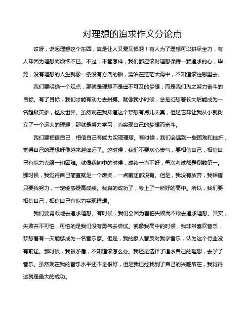 对理想的追求作文分论点