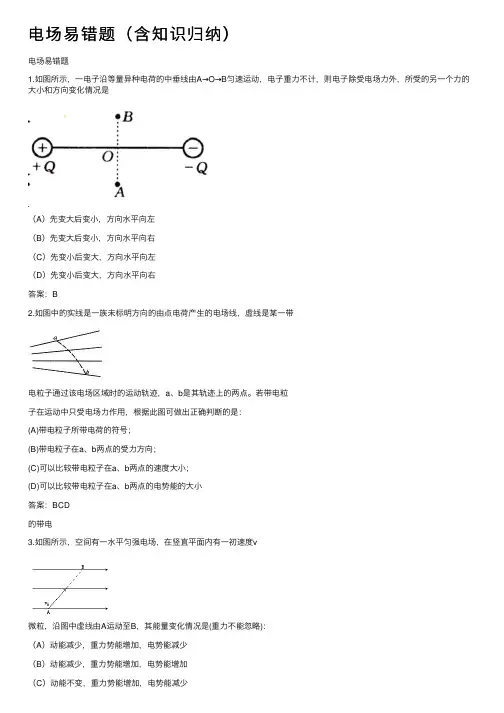电场易错题（含知识归纳）