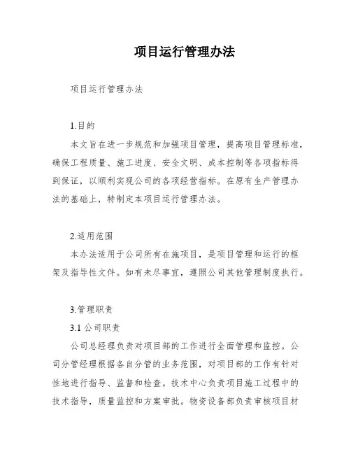 项目运行管理办法