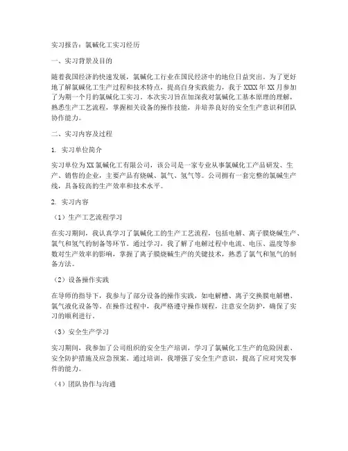氯碱实习报告