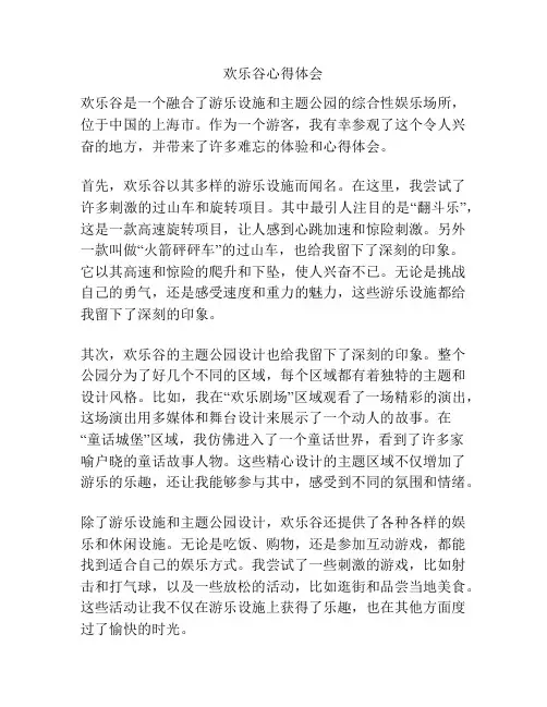欢乐谷心得体会