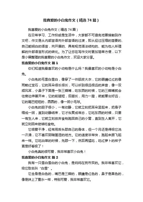 我喜爱的小白兔作文（精选74篇）