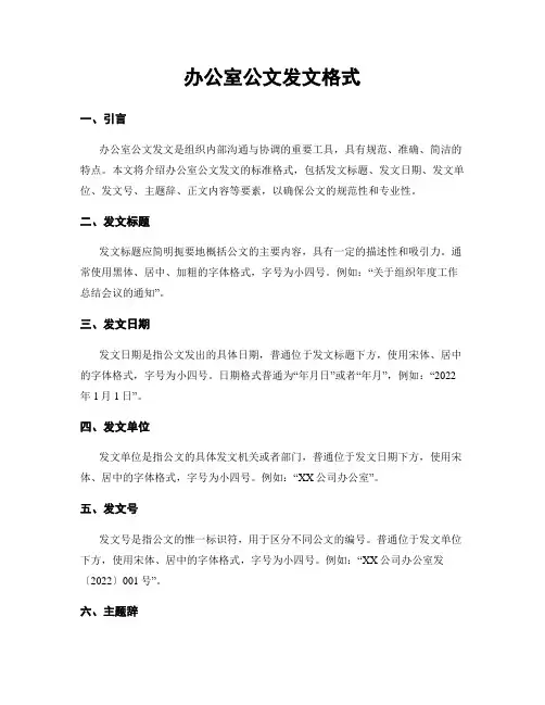 办公室公文发文格式