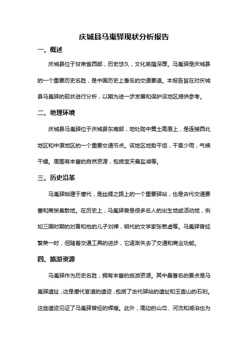 庆城县马嵬驿现状分析报告