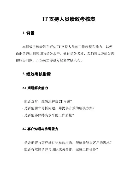 IT支持人员绩效考核表