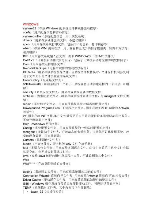 C盘里每个文件的作用