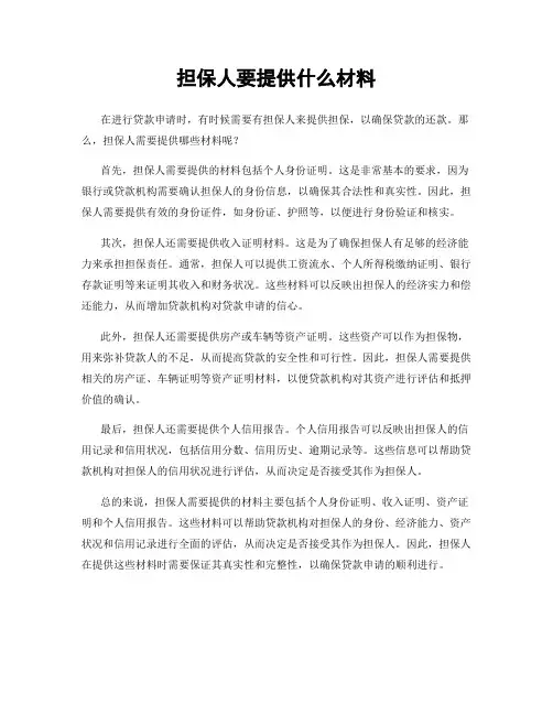 担保人要提供什么材料