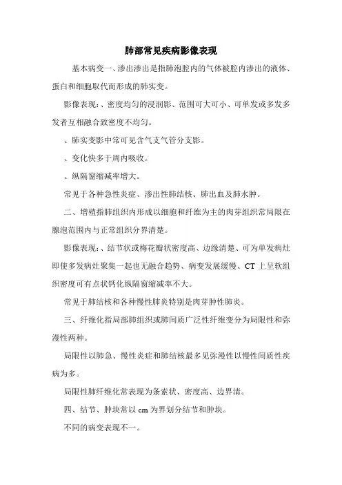肺部常见疾病影像表现