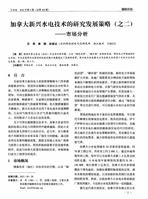 加拿大新兴水电技术的研究发展策略(之二)——市场分析
