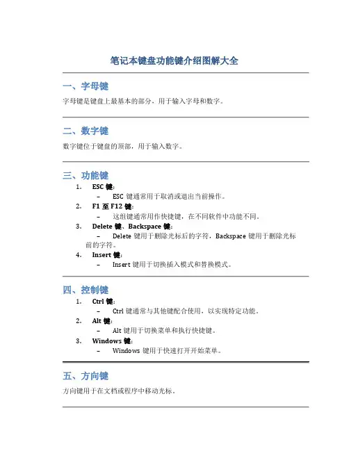 笔记本键盘功能键介绍图解大全