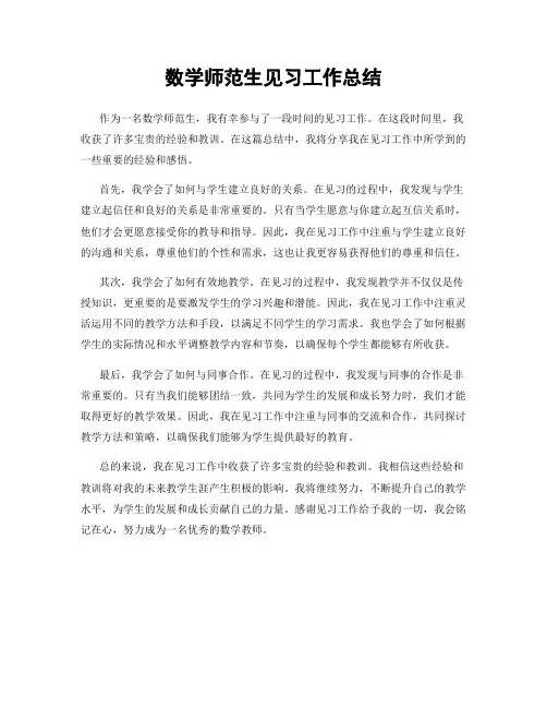 数学师范生见习工作总结