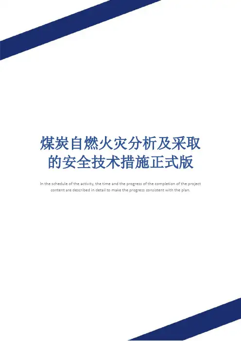 煤炭自燃火灾分析及采取的安全技术措施正式版