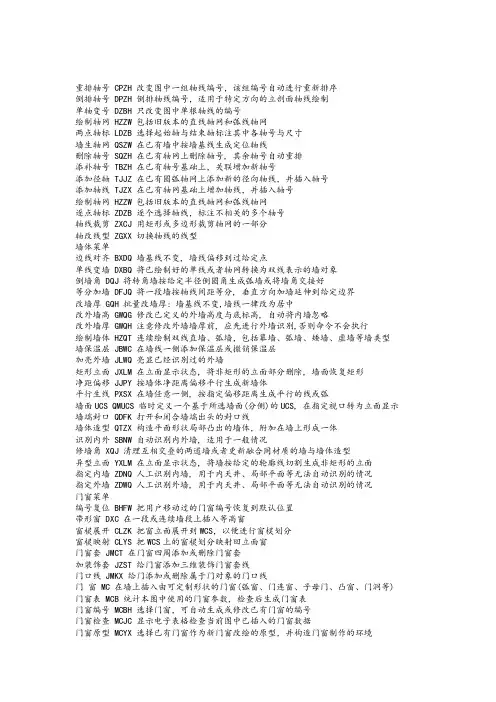 天正建筑CAD命令符号