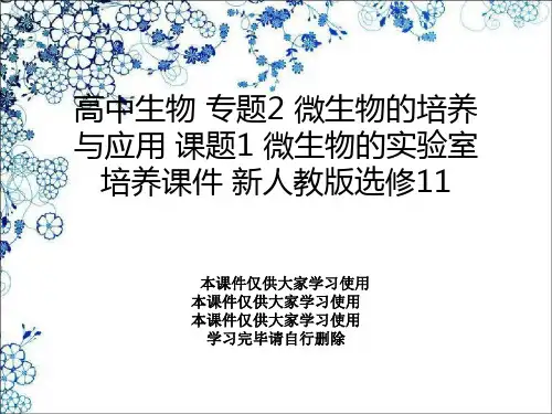 高中生物 专题2 微生物的培养与应用 课题1 微生物的实验室培养课件 新人教版选修11