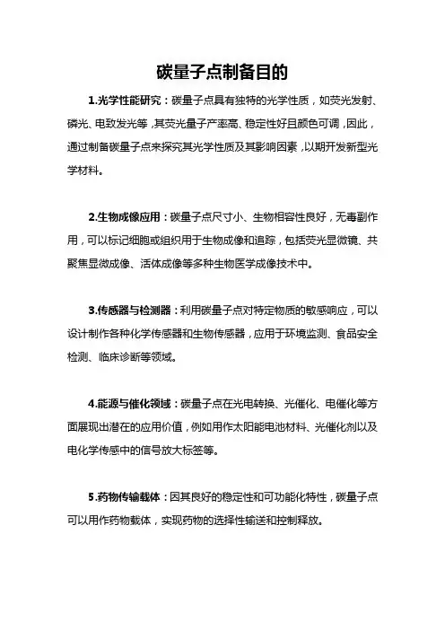 碳量子点制备目的