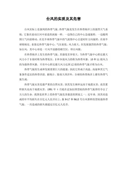 精品高中地理 台风的实质及其危害