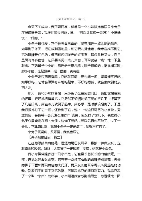 兔子观察日记十篇