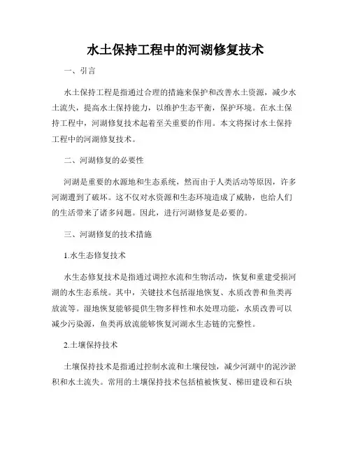 水土保持工程中的河湖修复技术