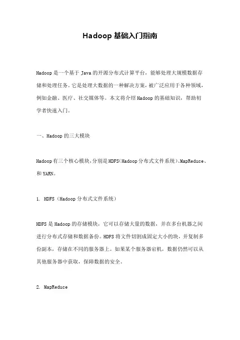Hadoop基础入门指南