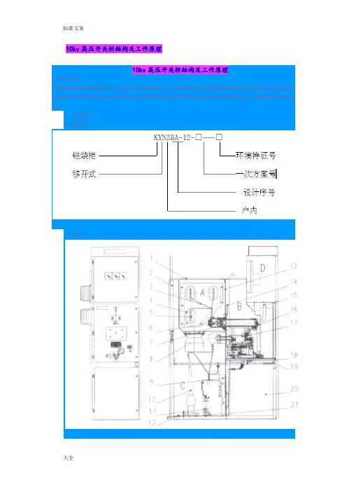 10kv高压开关柜结构及工作原理