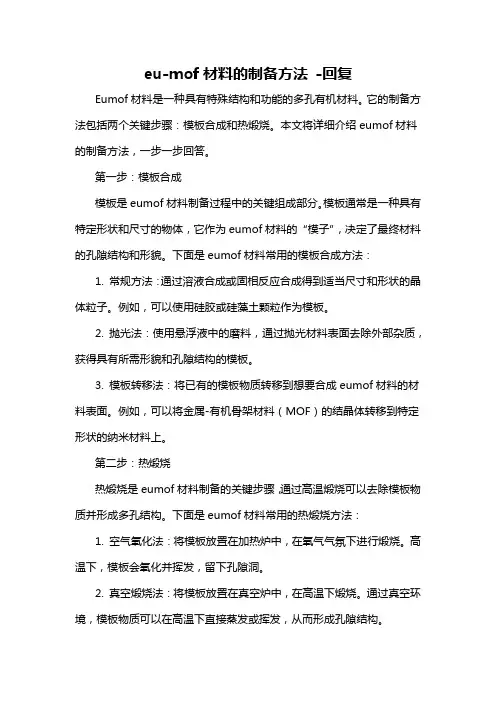 eu-mof材料的制备方法 -回复