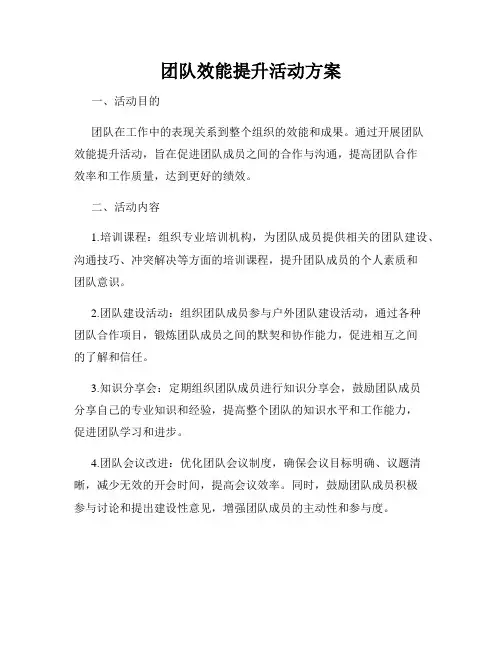 团队效能提升活动方案